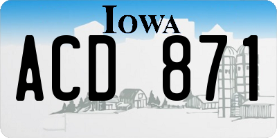 IA license plate ACD871