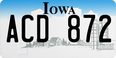 IA license plate ACD872