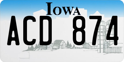 IA license plate ACD874