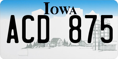 IA license plate ACD875