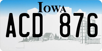 IA license plate ACD876