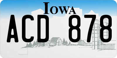 IA license plate ACD878
