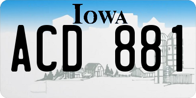 IA license plate ACD881
