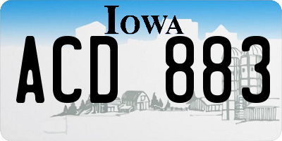 IA license plate ACD883