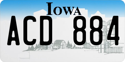 IA license plate ACD884