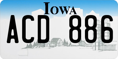 IA license plate ACD886