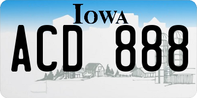 IA license plate ACD888