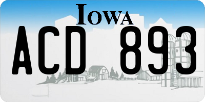 IA license plate ACD893