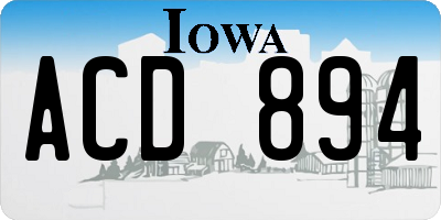 IA license plate ACD894