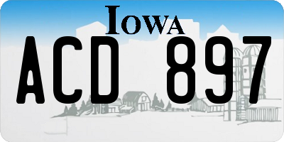 IA license plate ACD897