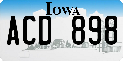 IA license plate ACD898
