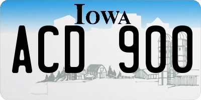 IA license plate ACD900