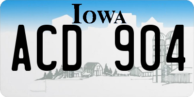 IA license plate ACD904