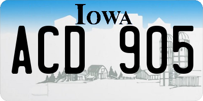 IA license plate ACD905