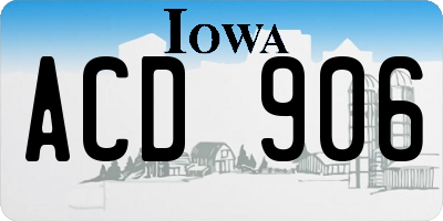 IA license plate ACD906