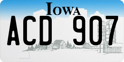 IA license plate ACD907