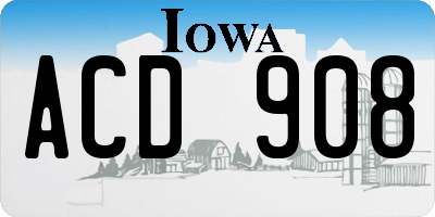 IA license plate ACD908