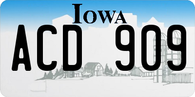IA license plate ACD909