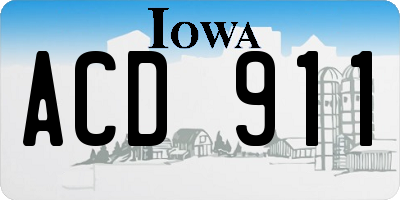 IA license plate ACD911