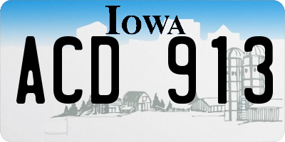 IA license plate ACD913