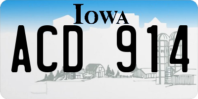 IA license plate ACD914