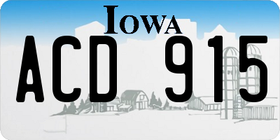 IA license plate ACD915