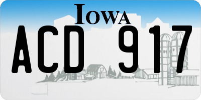IA license plate ACD917