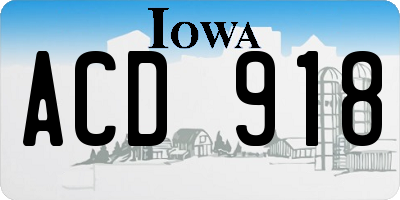 IA license plate ACD918