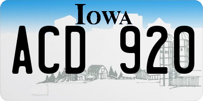 IA license plate ACD920