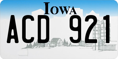 IA license plate ACD921