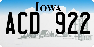 IA license plate ACD922