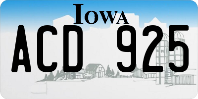 IA license plate ACD925