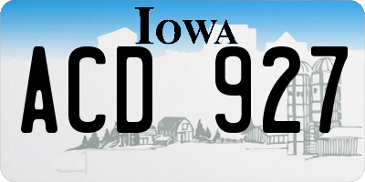 IA license plate ACD927