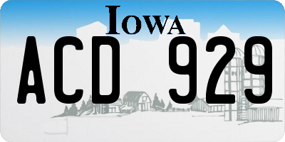 IA license plate ACD929