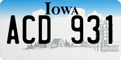 IA license plate ACD931