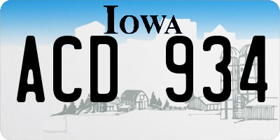 IA license plate ACD934