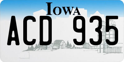 IA license plate ACD935
