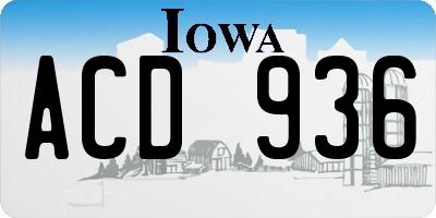 IA license plate ACD936