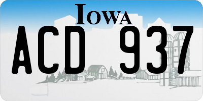 IA license plate ACD937