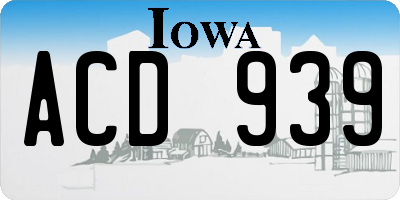 IA license plate ACD939