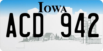IA license plate ACD942