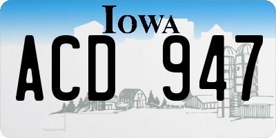 IA license plate ACD947