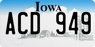 IA license plate ACD949