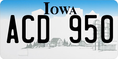 IA license plate ACD950