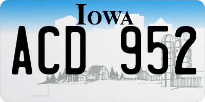 IA license plate ACD952