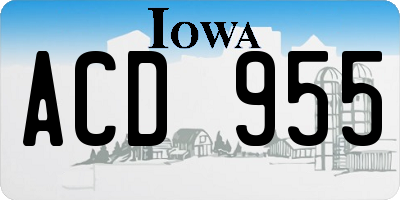IA license plate ACD955