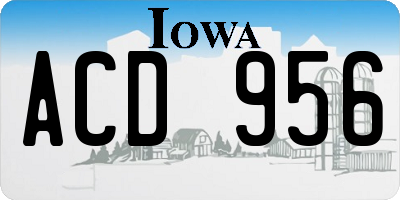 IA license plate ACD956