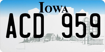 IA license plate ACD959