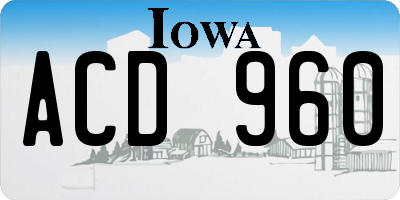 IA license plate ACD960