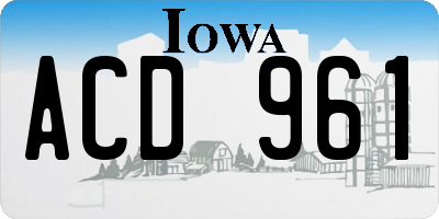 IA license plate ACD961